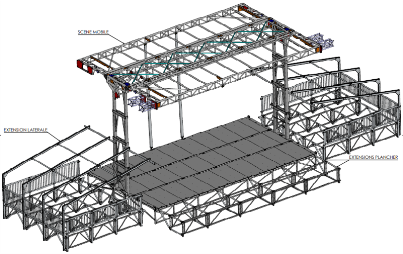 Location de scène mobiles de 80M2 EMS STAGE 120